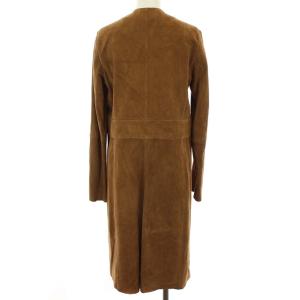 Theory 16SS BENNA SUEDE ALVINGTON S ノーカラーコート ロング ゴートスキン アウター S 茶