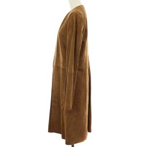 Theory 16SS BENNA SUEDE ALVINGTON S ノーカラーコート ロング ゴートスキン アウター S 茶