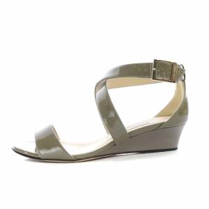 JIMMY CHOO ストラップウェッジソールサンダル 36 ダークグレージュ