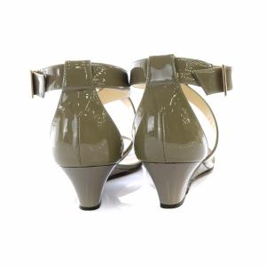 JIMMY CHOO ストラップウェッジソールサンダル 36 ダークグレージュ