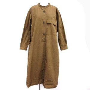 DRY COTTON POPLIN ONE PIECE ワンピース バンドカラー 2 M ブラウン
