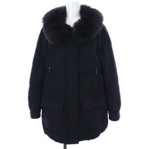 18AW ダウンジャケット コート フォックスファー アウター 36 S ネイビー
