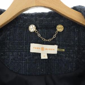 TORY BURCH スーツ セットアップ テーラードジャケット タイトスカート ツイード シルク ネイビー