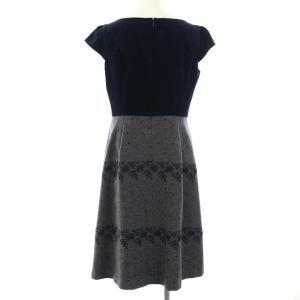 TOCCA 19AW ウール刺繍半袖ワンピース ネイビー