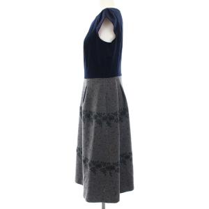 TOCCA 19AW ウール刺繍半袖ワンピース ネイビー