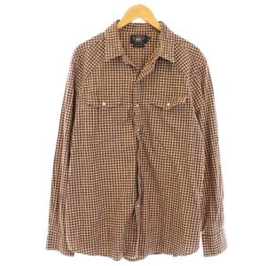 ラルフローレン シャツ 長袖 チェック XL ベージュ 赤 レッド