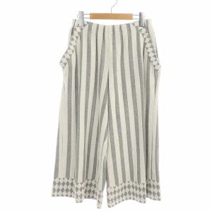 ワイドパンツ ベロア スウェット ストライプ グレー ホワイト