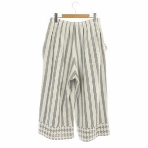me ISSEY MIYAKE ワイドパンツ ベロア スウェット ストライプ グレー ホワイト