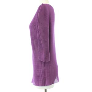 me ISSEY MIYAKE 五分袖プリーツニットカットソー パープル