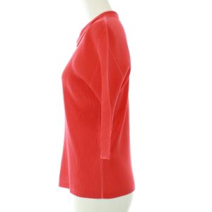 PLEATS PLEASE ISSEY MIYAKE イッセイミヤケ 半袖プリーツ加工スキッパーカットソー 3 レッド