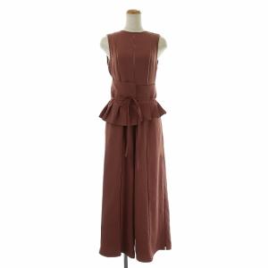 19SS プリーツワイドベルトロンパースオールインワン ピンク