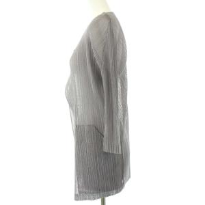 PLEATS PLEASE ISSEY MIYAKE イッセイミヤケ プリーツメッシュカーディガン 3 グレー