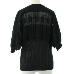 PLEATS PLEASE ISSEY MIYAKE イッセイミヤケ カーディガン プリーツ切替 スター バルーンスリーブ 3 L ブラック