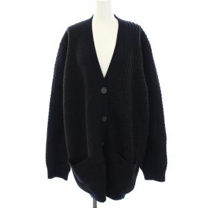 カーディガン ニット 長袖 Vネック ロング 近年モデル ウール XL ブラック