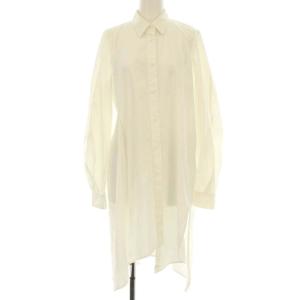 20AW バックギャザー チュニックシャツ ブラウス 長袖 38 M ホワイト