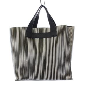 FURLA トートバッグ ハンドバッグ ストライプ レザー ホワイト ブラック