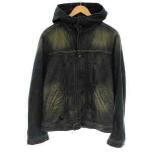 ヴィンテージ加工 パーカー フード デニム ジャケット 裏ウール M インディゴ