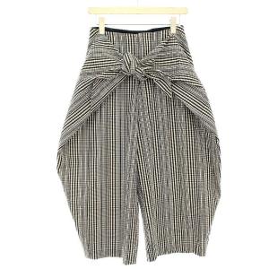 シアサッカーチェックワイドパンツ 36 ブラック