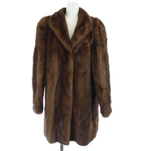 Superb Quality 銀サガ ファーコート ショールカラー ハーフ ミドル F ブラウン