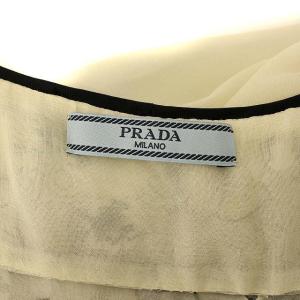 PRADA 16SS シルクノースリーブひざ丈ドレスワンピース 40 アイボリー