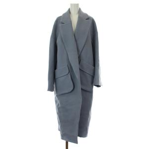 19AW WOダブルフェイス 立体ポケットコート チェスターコート ロング丈 38 水色