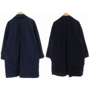 Engineered Garments アメリカ製 リバーシブル ステンカラーコート ロング丈 ウール コットン 紺