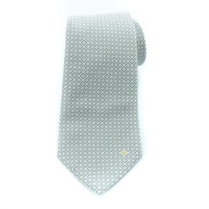 ネクタイ フローラル シルク100％ LVロゴ グレー ライトブルー