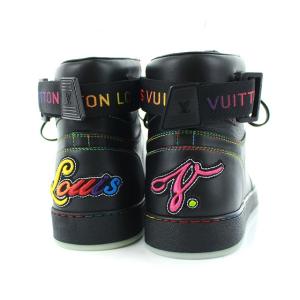 LOUIS VUITTON 2017年製 リヴォリ・ライン レインボーステッチ ハイカット スニーカー 5 黒