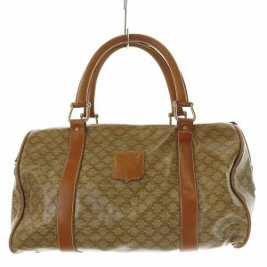 ミニボストンバッグ マカダム柄 PVCキャンバス ベージュ ブラウン