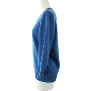 CHANEL 2013年製 カシミヤ ニット セーター ココマーク ココボタン ブルー P45624K0596