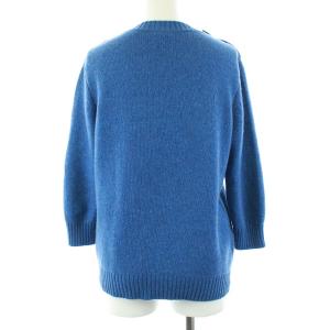 CHANEL 2013年製 カシミヤ ニット セーター ココマーク ココボタン ブルー P45624K0596