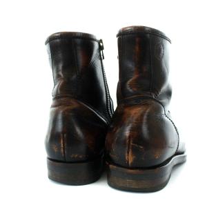 BUTTERO ショートブーツ エイジング加工 サイドジップ レザー 44 ブラウン