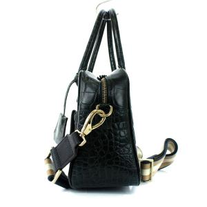 ANYA HINDMARCH ボストンバッグ 2WAY クロコ型押し タッセル 黒