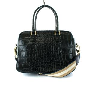 ANYA HINDMARCH ボストンバッグ 2WAY クロコ型押し タッセル 黒