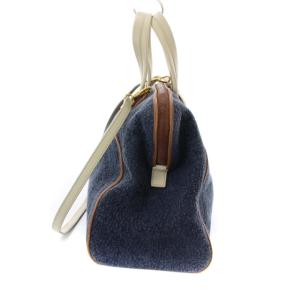 FENDI カメレオン ハンドバッグ 2way キャンバス レザー ネイビー