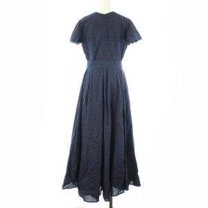 MARIHA ワンピース ロング 半袖 ドット柄 ベルト付き ネイビー レッド