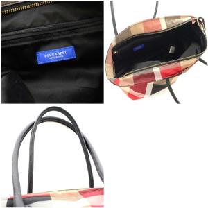 BLUE LABEL CRESTBRIDGE トートバッグ チェック ナイロン レッド  ベージュ