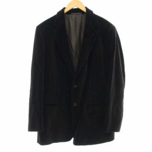 テーラードジャケット ベロア 裏地ストライプ ノーベント 52 XL ブラック