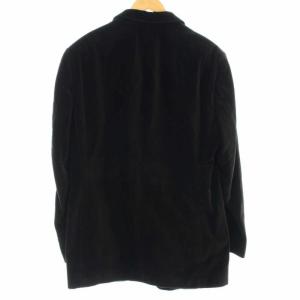 ARMANI COLLEZIONI テーラードジャケット ベロア 裏地ストライプ ノーベント 52 XL ブラック