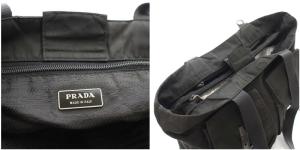 PRADA トートバッグ ショルダーバッグ ナイロン プレート ブラック