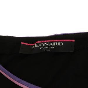 LEONARD FASHION ワンピース ヘンリーネック 花柄ライン M ブラック