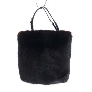 PRADA ミンクファー ハンドバッグ トートバッグ ダークブラウン