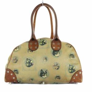 UNDERCOVER ハンドバッグ ミニボストンバッグ レザー 猫柄 ベージュ ブラウン