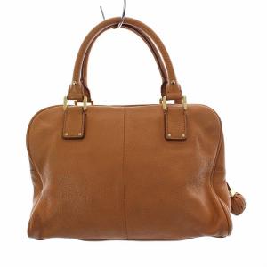 TORY BURCH ハンドバッグ レザー ロゴ型押し ライトブラウン