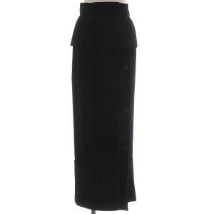 ラップスカート プリーツ タイト マキシ丈 黒
