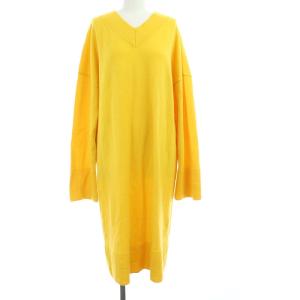 19SS ニット ワンピース ウール Vネック 38 M イエロー
