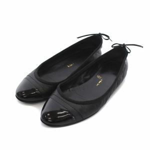 リボンレザーパンプス 35 ブラック