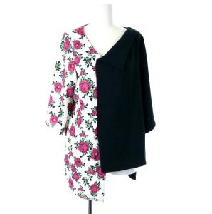 プルオーバー花柄ドッキングブラウス F ホワイト