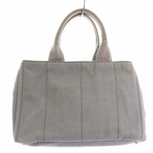 PRADA カナパトートバッグ ハンドバッグ ロゴ キャンバス グレー