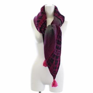 Faliero Sarti ストール マフラー ボーダー グラデーション インド製 ウール ピンク